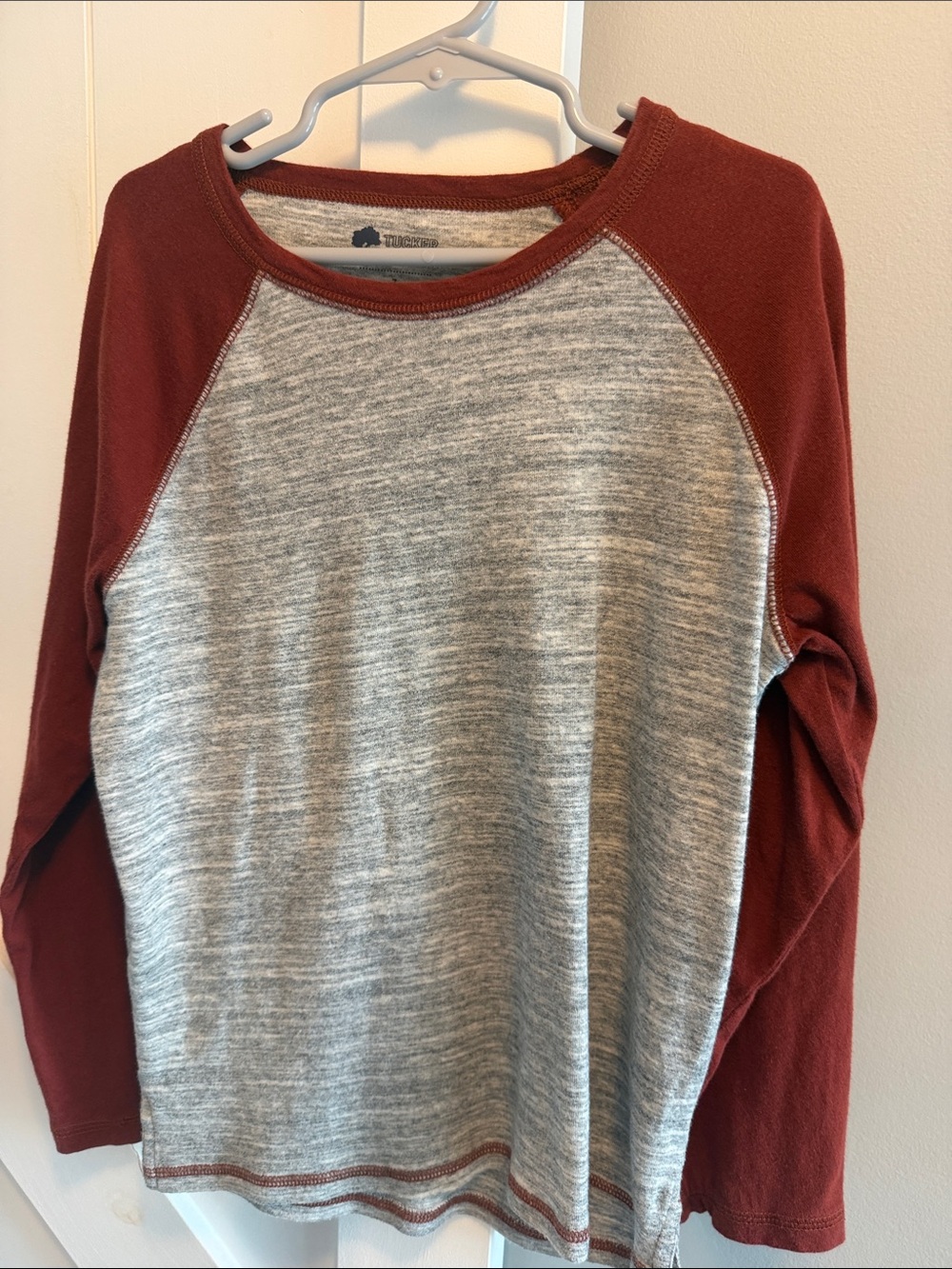 Tucker + Tate Long Sleeve Raglan Tee - Rust and Heather Gray